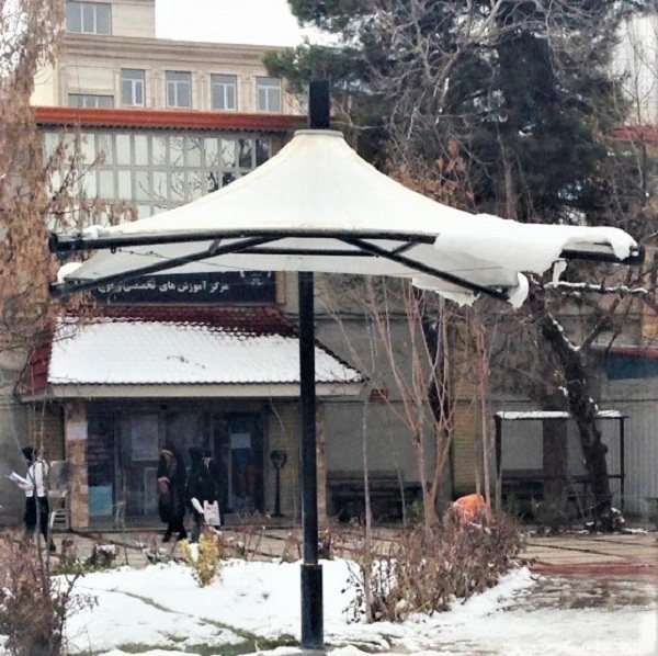Column-Supported Fabric Shade — 08